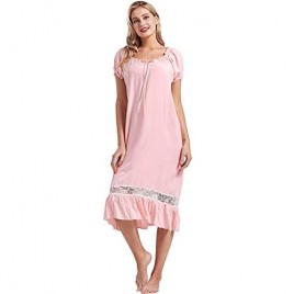 Nanxson Women's Vintage Nightgown Short Sleeve Nightdress Lace Victorian Nightwear Lounge Dress
