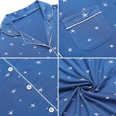 Samring Pajama Nightgown for Women Short/Long Sleeve Button Down Nightwear Top Boyfriend Sleep Shirts Nightdress S-XXL