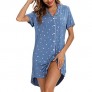 Samring Pajama Nightgown for Women Short/Long Sleeve Button Down Nightwear Top Boyfriend Sleep Shirts Nightdress S-XXL