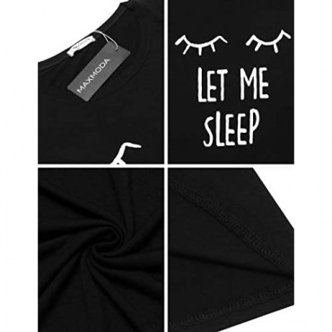 Sheshow Women's Nightgown Cute Print Sleepshirt Short Sleeve Nightshirt Round Neck Sleepwear
