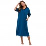 Vslarh Women's Nightgown  V Neck Loungewear Short Sleeve Sleepwear Full Length Sleep Shirt with Pockets S-XXL