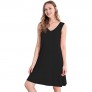 WiWi Bamboo nightgown for women Sleeveless Sleepwear Lightweight V Neck Sleep Shirt Plus Size Sleep Dress S-4X