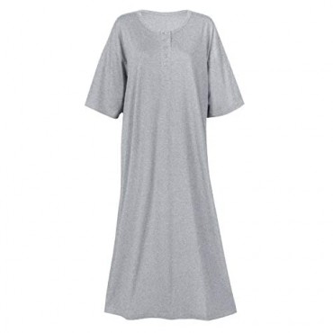 Women's 2-Pack Long Henley Nightshirts - Pajama Sleep Shirt Set Plus