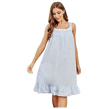 Womens Sleeveless Nightgowns Cotton Night Dress Summer Nightgown Comfy Sleepwear Dress Lightweight Night Gown for Women