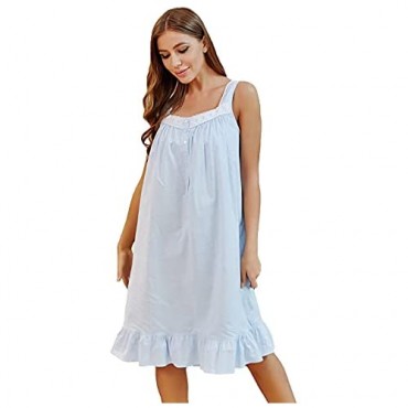 Womens Sleeveless Nightgowns Cotton Night Dress Summer Nightgown Comfy Sleepwear Dress Lightweight Night Gown for Women