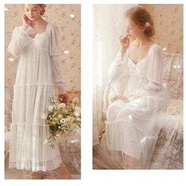 Womens Victorian Nightgown Sexy Vintage Sleepwear Fairy Nightdress PJS Long lounger