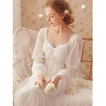 Womens Victorian Nightgown Sexy Vintage Sleepwear Fairy Nightdress PJS Long lounger