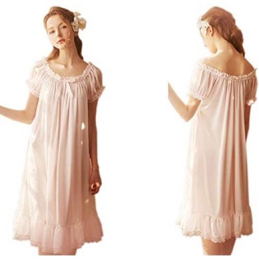 Women's Vintage Nightgowns Nightdress Satin Silk Victorian Sleepwear Bridal Chemises Loungwear Leisure Nighties Pajamas