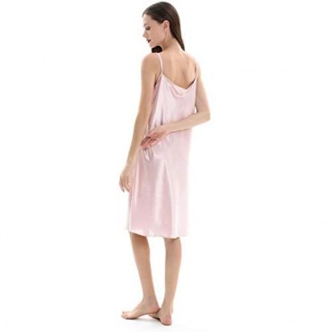 ZIMASILK 22 Momme Mulberry Silk Nightgown Short Chemise Nightdress Strap Negligee