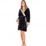 Alexander Del Rossa Women's Short Fleece Robe with Hood  Knee Length Faux Fur Bathrobe