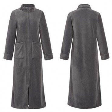 Alexander Del Rossa Women's Zip Up Fleece Robe Long Warm Fitted Bathrobe