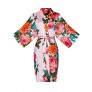 ALHAVONE Women's Rose Flowers Silky Satin Short Kimono Robe for Wedding Getting Ready