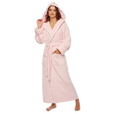 Arus Women's Full Length Long Hooded Soft Twist Robe Turkish Cotton Bathrobe