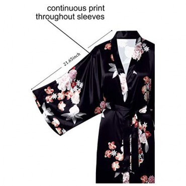 BABEYOND Long Kimono Robe Plus Size Floral Satin Robes Plus Size Kimono Cover Up Loose Cardigan Top Bachelorette Party Robe