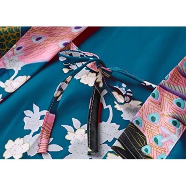 BABEYOND Short Kimono Robe Blouse Peacock Printed Kimono Cover Up Loose Cardigen