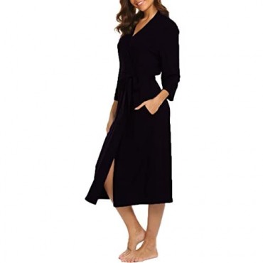 Bluetime Womens Robe Knit Bathrobe Sleepwear Loungewear Lightweight Kimono Robes Long (S-XXL)