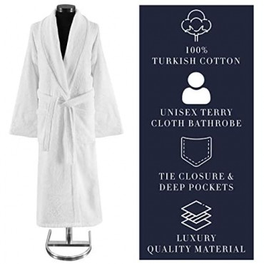 Classic Turkish Towels Luxury Shawl Terry Bathrobe - Hotel and Spa Robe Made With 100% Turkish Cotton