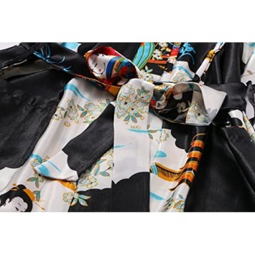 DandyChic Women's Kimono Robes Lightweight Imitation Silk Sleepwear Long Lightweight Nightgown for Women
