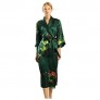 Dynasty Robes 100% Silk  Women's Printed Long Robe with Shawl Collar-Dazzling Bloom