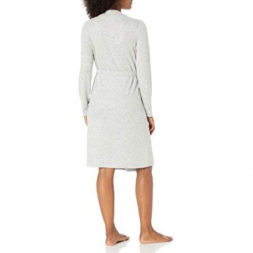 Essentials Women's Cozy Lounge Long-Sleeve Robe with Belt and Pockets
