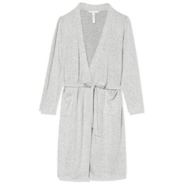 Essentials Women's Cozy Lounge Long-Sleeve Robe with Belt and Pockets