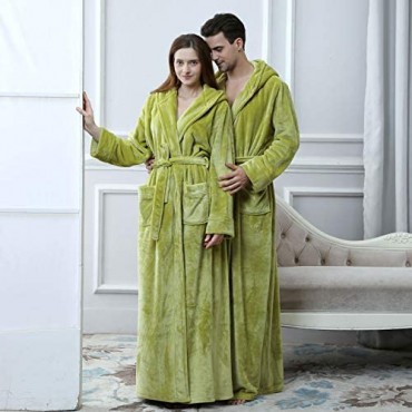 Flygo Womens Fuzzy Plush Long Hooded Robe Full Length Flannel Fleece Bathrobe Warm Housecoat