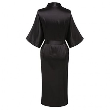 goodmansam Women's Plain Color Satin Kimono Robes Elegant Style Nightgown Long
