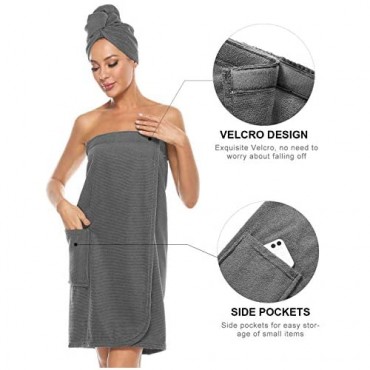 Kniffi Womens Wrap Towel Spa Wraps & Hair Towel Body Wrap Adjustable Closure Bathrobe