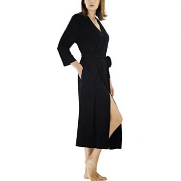 Loisak Bamboo Women Kimono Robes Knit Bathrobe Soft & Lightweight Long Robe Sleepwear V-Neck Ladies Loungewear