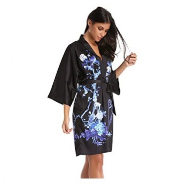 Luvrobes Women's Floral Pattern Design Kimono Robe Short