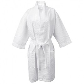 LUXEHOME 100% Cotton Waffle Bathrobe Luxury Weave Waffle Soft Spa Robes for Women and Men White