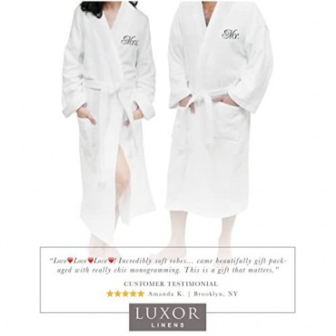 Luxor Linens Couple's Terry Cloth Bathrobe Egyptian Cotton Unisex Luxurious Soft Plush Elegant San Marco
