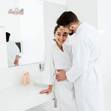 Luxury White Bath Robe for Women and Men - Womens Mens Terry Cloth Bathrobe - Spa Robe Bath Robe - Absorbent Lightweight with Pockets - Unisex