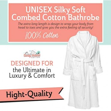 Luxury White Bath Robe for Women and Men - Womens Mens Terry Cloth Bathrobe - Spa Robe Bath Robe - Absorbent Lightweight with Pockets - Unisex