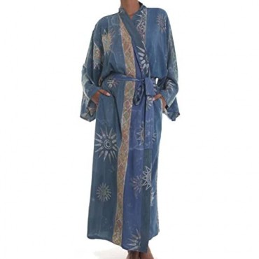 NOVICA Blue Women's Batik Long Robe 'Midnight in Blue' (One Size Fits Most)