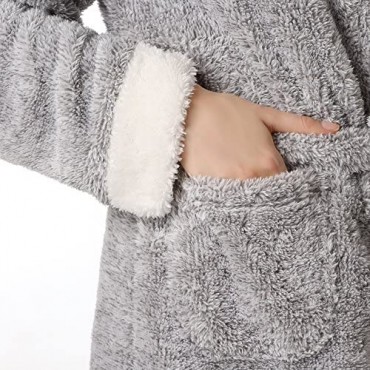 Richie House Women's Plush Fleece Robe Warm Fleece Bathrobe Size S-XL