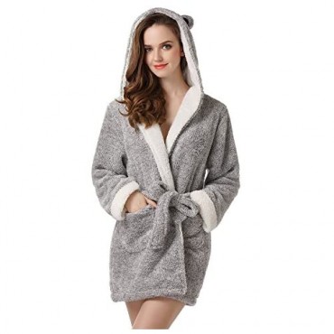 Richie House Women's Plush Fleece Robe Warm Fleece Bathrobe Size S-XL