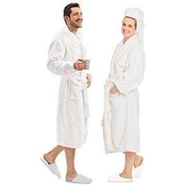 SOFTILE COLLECTION Luxury Bathrobe Towel 100% Cotton Spa Robe Combed Terry Cotton Cloth for Men Women Cotton Lightweight Unisex White Medium
