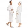 SOFTILE COLLECTION Luxury Bathrobe Towel 100% Cotton   Spa Robe Combed Terry Cotton Cloth for Men Women  Cotton Lightweight  Unisex White  Medium