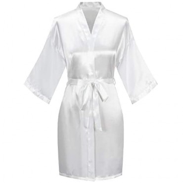 sunshinemall Women's Satin Kimono Robes with Rhinestones Bride Bridesmaid Short Sleepwear Wedding Dressing Gown