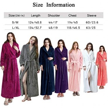 Womens Long Robe Soft Warm Fleece Plush Bathrobe Ladies Sleepwear Pajamas Housecoat Nightgown