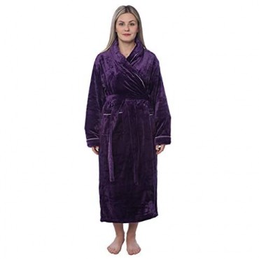 Women's Plus Size Plush Soft Warm Fleece Long Bathrobe Robe