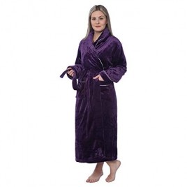 Women's Plus Size Plush Soft Warm Fleece Long Bathrobe Robe