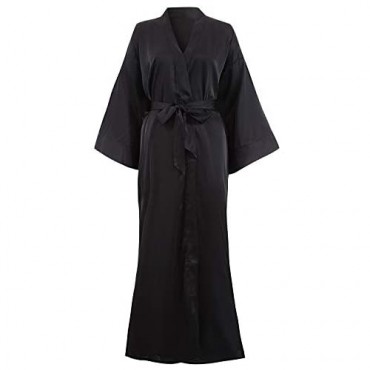 Women's Silky Kimono Robes Long Satin Robes with Floral Printed Nightgown Loungewear