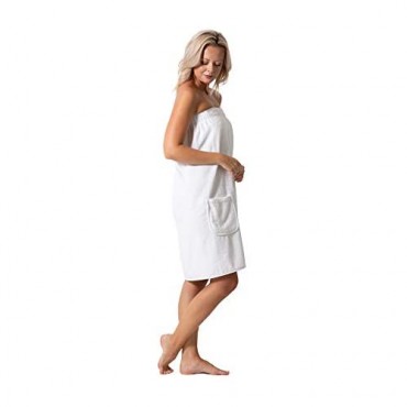 Women’s Terry Cloth Spa and Bath Towel Wrap with Adjustable Closure & Elastic Top