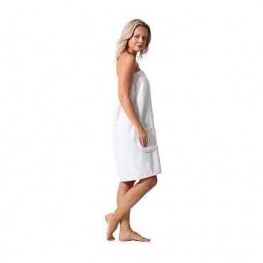 Women’s Terry Cloth Spa and Bath Towel Wrap with Adjustable Closure & Elastic Top
