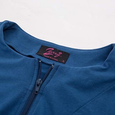 Zexxxy Women Cotton Bathrobe Sleepwear Half Sleeve Zipper Pajama S-2XL