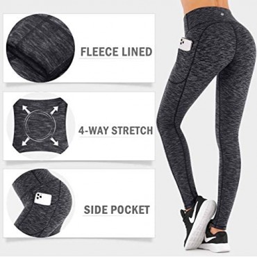 IUGA Fleece Lined Yoga Pants with Pockets for Women High Waisted Thermal Leggings with Pockets