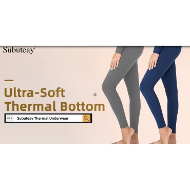 Subuteay Women's Thermal Bottoms Long Underwear Base Layer Fleece Lined Compression Pants Leggings