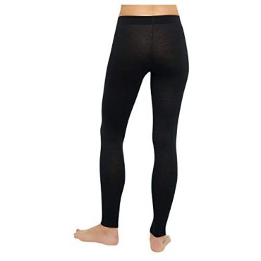 Thermowave Merino Warm Women’s Base Layer Long John Pants - 100% Wool 180 GSM - Super Warm Moisture Wicking Underwear Bottoms - Wide Waistband Black
